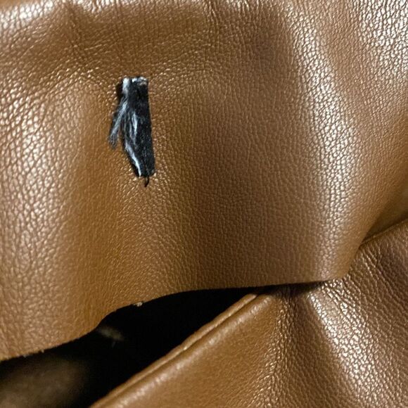 Zara Brown Faux Vegan Leather Twist Front Mini Skorts - Picture 4 of 4